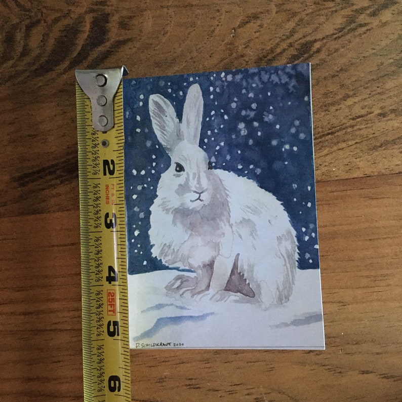 Winter/Holiday Greeting Cards Watercolor Deer and Snowshoe Hare image 5
