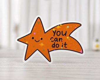 Motivational Star Stickers | You Can Do It Sticker | Cute Kawaii Star Decal | Positive Affirmation Stickers | Planner Journal Laptop Stickers