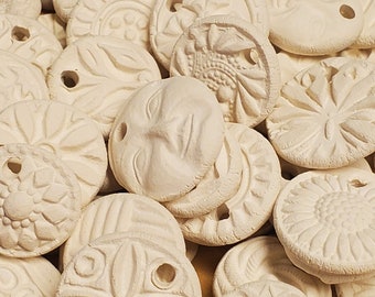 10 BISQUE Ceramic MINI CHARMS, pendants, necklace focal - White Clay - No Color - Add your own color - Affordable! Assortment mix group
