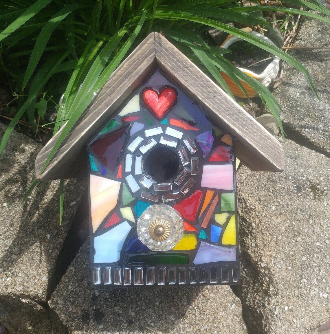 Stained Glass Mosaic Birdhouse FRONT ONLY made to order Etsy
