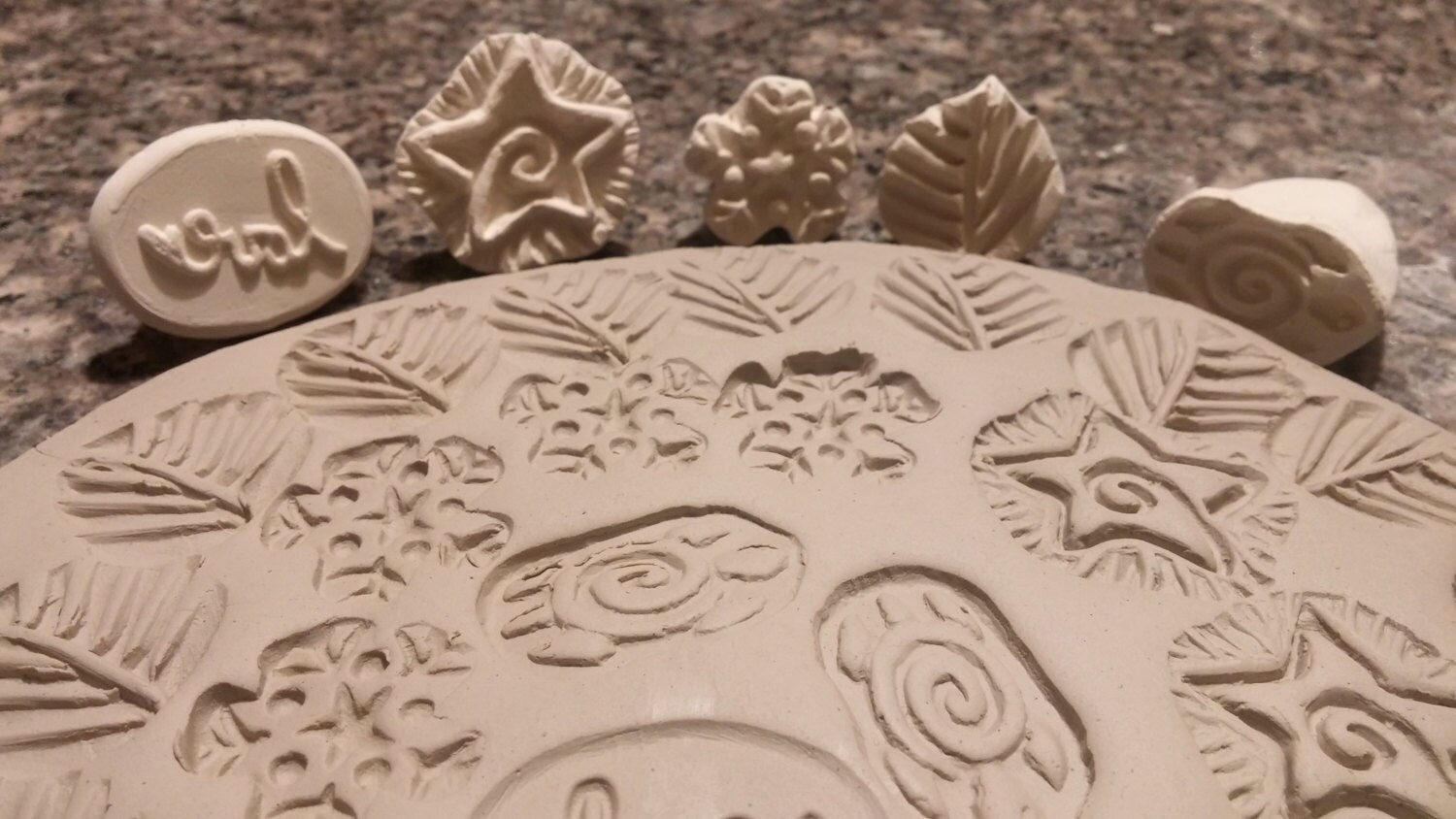 5 CLAY STAMPS BISque Ceramic texture TOoLS for CLAY pmc Etsy
