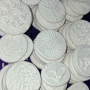 30 WHITE BisQue flat Tiles - Mixed designs - BISQUE - Unpainted - Paint your own - Great for MOSAICS, magnets, jewelry designs, and more