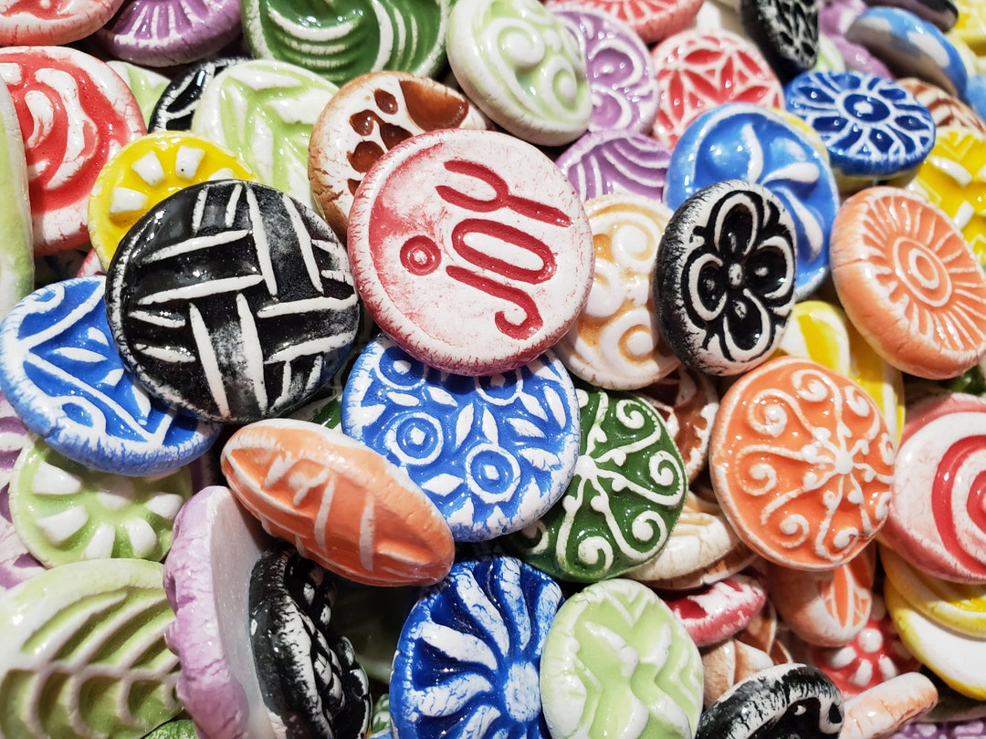 30 CERAMIC Mini TILES - Mixed Designs - Glazed - Great for MOSAICS ...