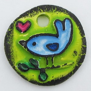 Little LOVE BIRD design - pendant Necklace, WrAP BRAcELeT, beads, cHArms, Connector, or Cab - Also available in white Bisque!