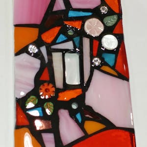 ORAnGEs, PiNKs, & Light BLuE Mix STAINED Glass MOSAIC Light Switch Cover single, double, triple, outlet, or decora gfci made to order image 2