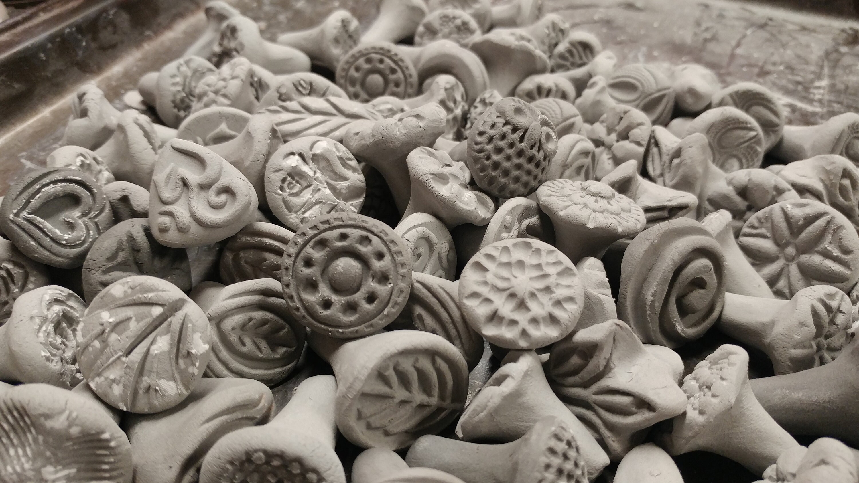 5 CLAY STAMPS Bisque Ceramic Texture Tools for CLAY Pmc Etsy