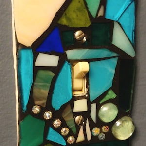 CUSTOM Colors STAINED Glass MOSAIC Light Switch Cover single, double, triple, outlet, or decora flapper style gfci made to order image 2