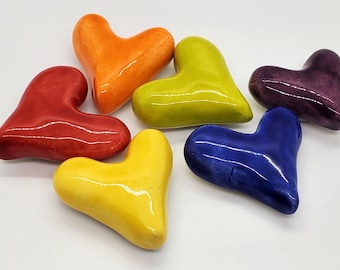 HEART CABS - Glazed on the front only - flat back -  Any color!  Buy more get a discount! Great for Mosaics, small magnets, and more!