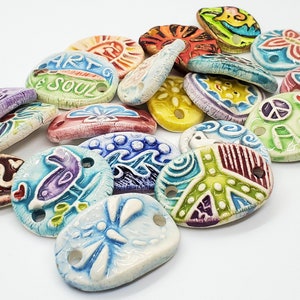 5 pieces - BULK Pendants, charms, beads, Bracelet bar connectors or flat back CaB Cabochon in COLOR - glazed or painted