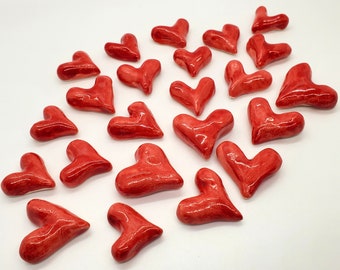 HEART CABS - Glazed on the front only - flat back -  Any color!  Buy more get a discount! Great for Mosaics, small magnets, and more!