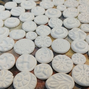 50  Ceramic mini TILES - Mixed designs - BISQUE - Unpainted - Paint your own - Great for MOSAICS, magnets, jewelry designs, and more