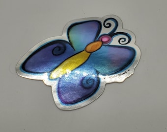 Butterfly vinyl ART STICKER shiny mirror finish fancy decal colorful indoor outdoor for laptop, water bottle, car, journal, flask