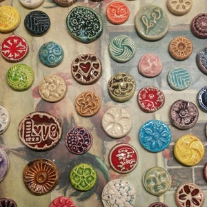 50 CERAMIC mini TILES or Cabs Mixed designs glazed Great for MOSAICS, magnets, jewelry designs, flat back, glaze on the front only image 7