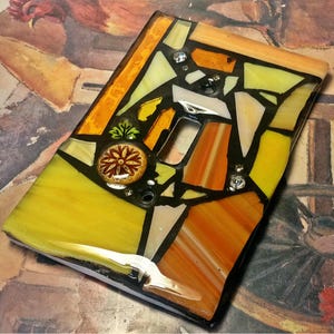 CUSTOM Colors STAINED Glass MOSAIC Light Switch Cover single, double, triple, outlet, or decora flapper style gfci made to order image 5