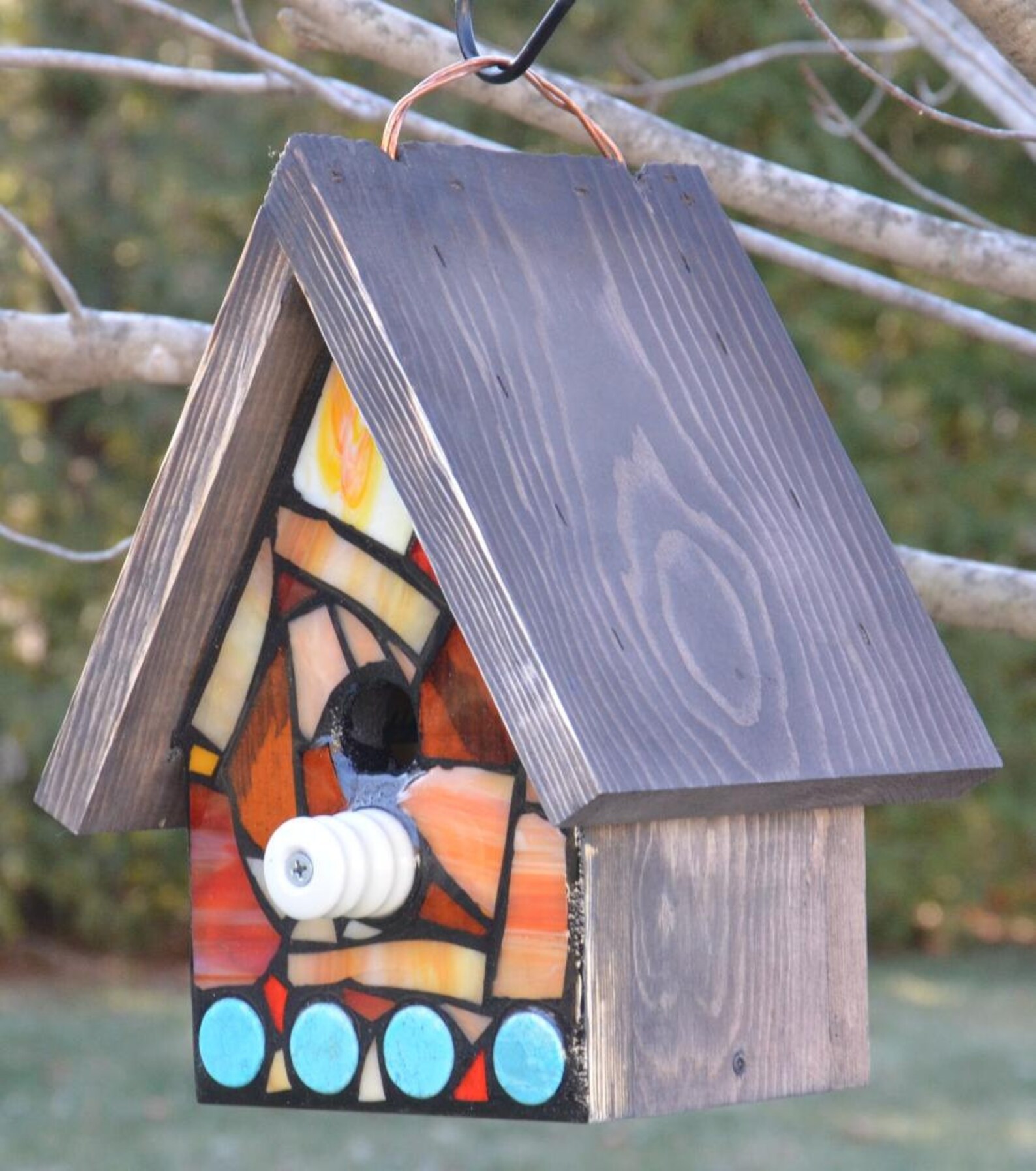 Stained Glass Mosaic Birdhouse FRONT ONLY made to order Etsy