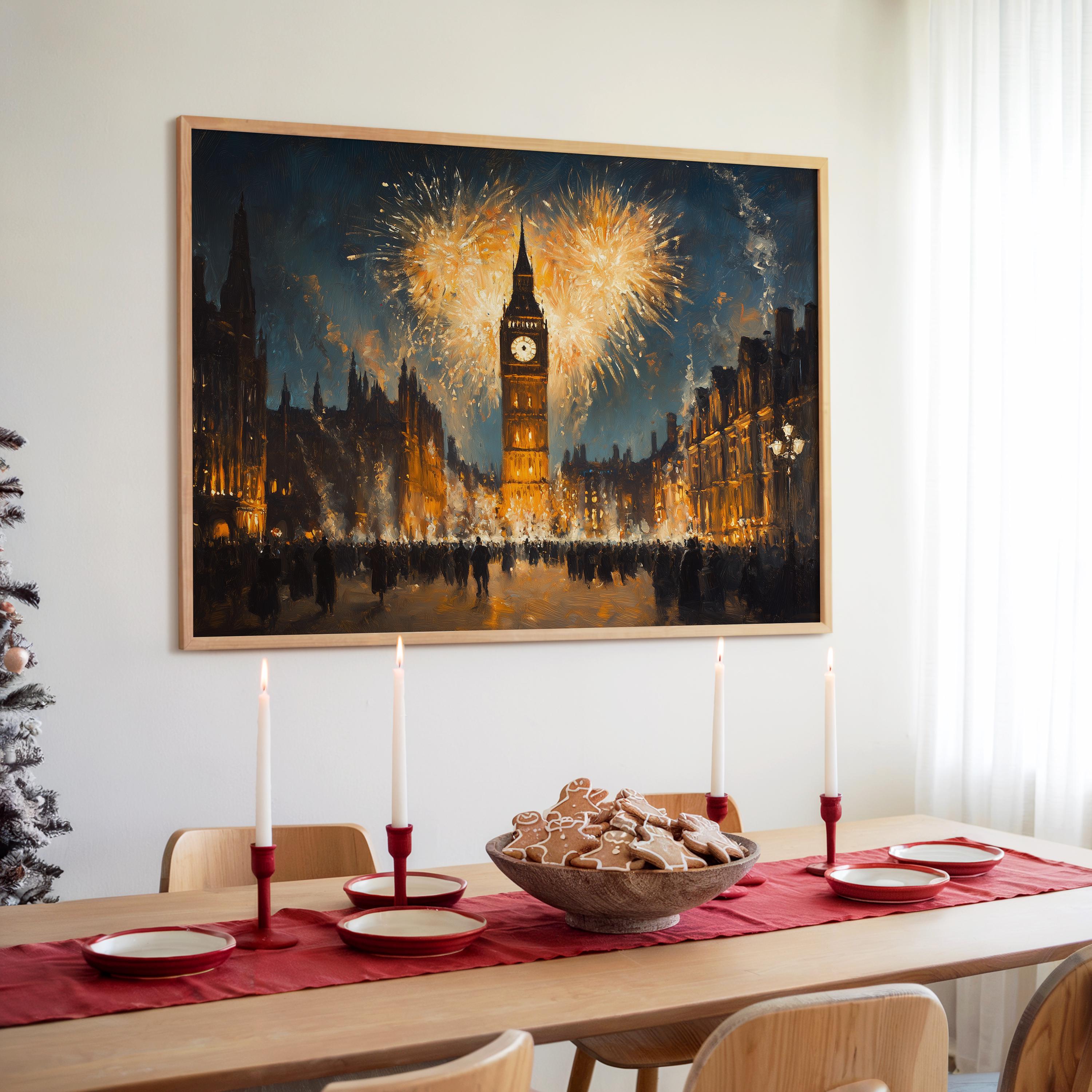 Festive City Square With Glowing Clock Tower - Vintage Urban
