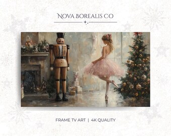 Vintage Nutcracker Ballerina Frame TV Art, Christmas Scene (Digital Download 52)