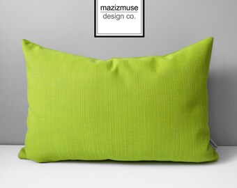 Limelite Outdoor Pillow Cover, Acid Green Pillow Cover, Modern Throw Pillow Case, Decorative Lime Green Sunbrella Cushion Cover, Mazizmuse