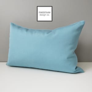 Decorative Mineral Blue Outdoor Pillow Cover, Modern Pillow Cover, Duck Egg Blue Pillow Cover, Light Blue Sunbrella Cushion Cover, image 1