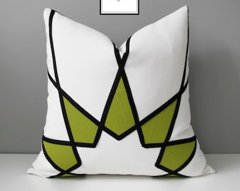 Black & White Outdoor Pillow Cover, Modern Acid Green Cushion Cover, Decorative Art Deco Pillow Cover Greenery Mandala Pillow Case Mazizmuse