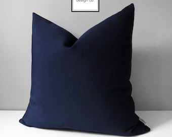 Navy Blue Sunbrella Outdoor Pillow Cover, Modern Pillow Cover, Decorative Pillow Cover, Indigo Blue Cushion Cover, Nautical Pillow Case