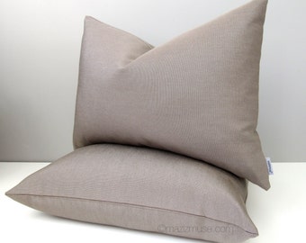 Taupe Outdoor Pillow Cover Modern Warm Decorative Sunbrella Pillow Cover Taupe
