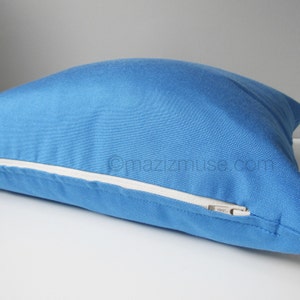 Capri Blue Outdoor Pillow Cover, Sunbrella Pillow Cover, Decorative Pillow Cover, Modern Solid Blue Cushion Cover, Mazizmuse image 2