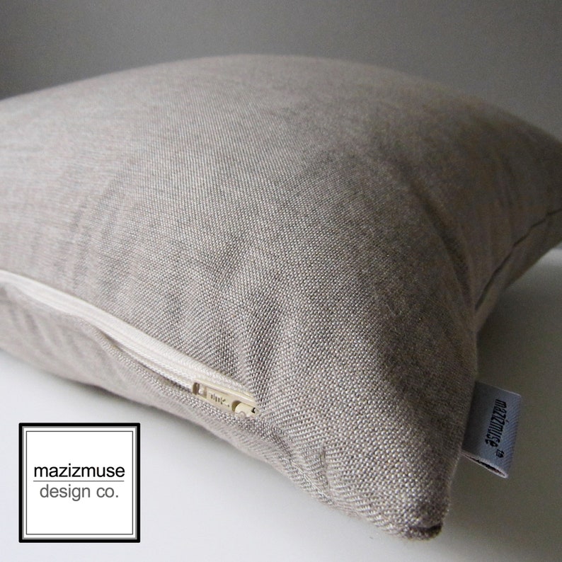 Sunbrella Neutral Outdoor Pillow Cover, Decorative Pillow Cover, Minimal Grey Beige Brown Accent Pillow Cover, Cushion Cover, Mazizmuse Ash