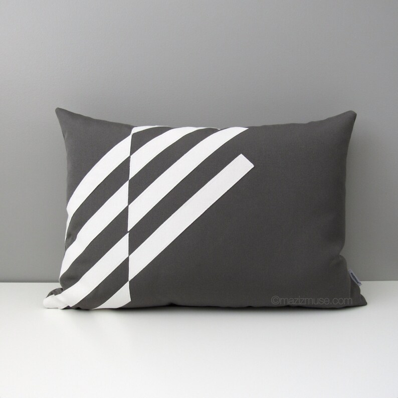 Modern Grey & White Outdoor Pillow Cover Decorative Pillow Etsy Canada