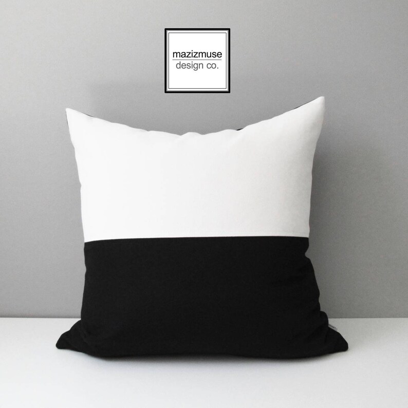 Modern Black & Beige Outdoor Pillow Cover Decorative Color Etsy