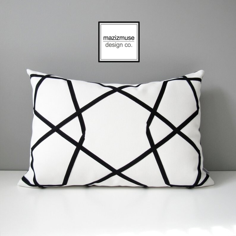 Black & White Outdoor Pillow Cover Modern Sunbrella Pillow Etsy