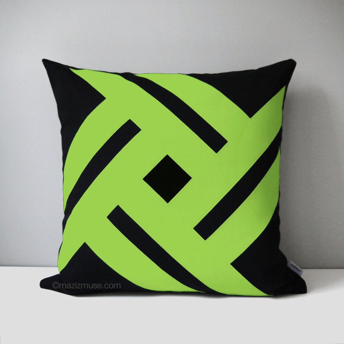 Black & Lime Green Outdoor Pillow Cover Decorative Pillow Etsy