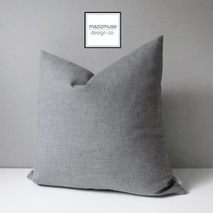 Slate Cast Sunbrella® Outdoor Pillow Cover, Decorative Grey Throw Pillows with Linen-Like Feel for Patio Seating or Active Living Rooms