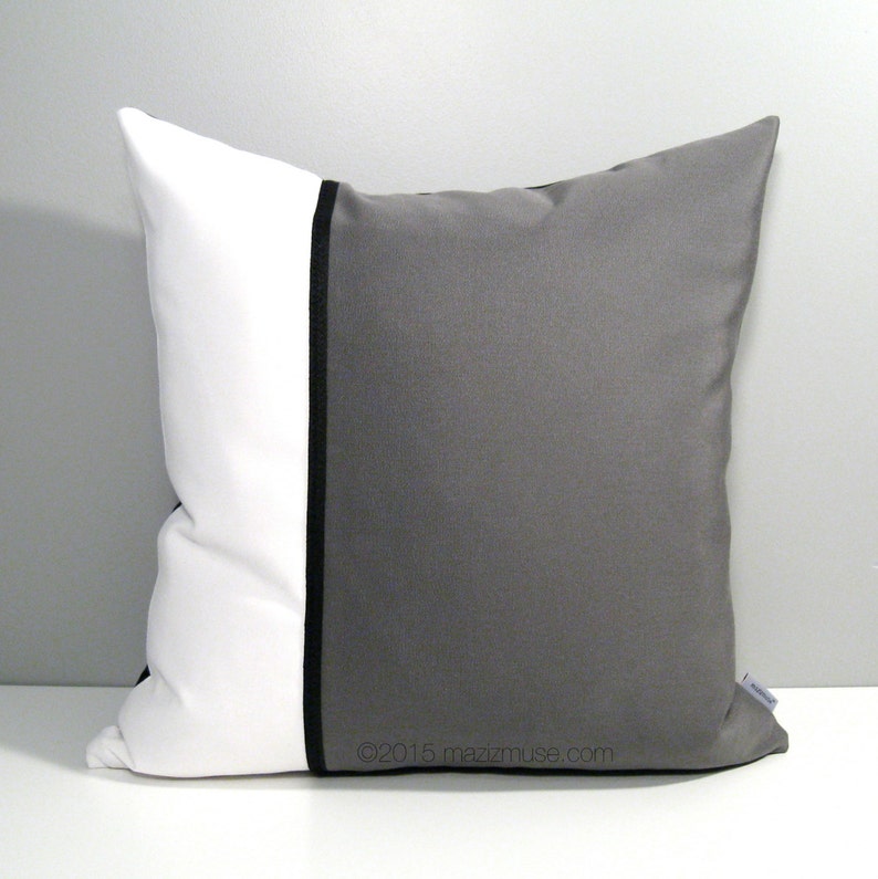 Black White & Grey Outdoor Pillow Modern Color Block Pillow Etsy