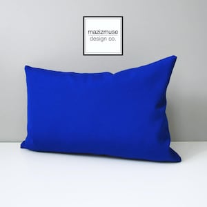 Sale, TWO True Blue Sunbrella® Outdoor Pillow Covers, Set of Royal Blue Cushion Covers for Porch, Patio & Pool Chairs, 12&quot;x18&quot;