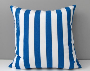 Cobalt Blue & White Striped Outdoor Pillow Cover, Modern Pillow Cover, Decorative Pillow Case, Pacific Blue Sunbrella Cushion Cover