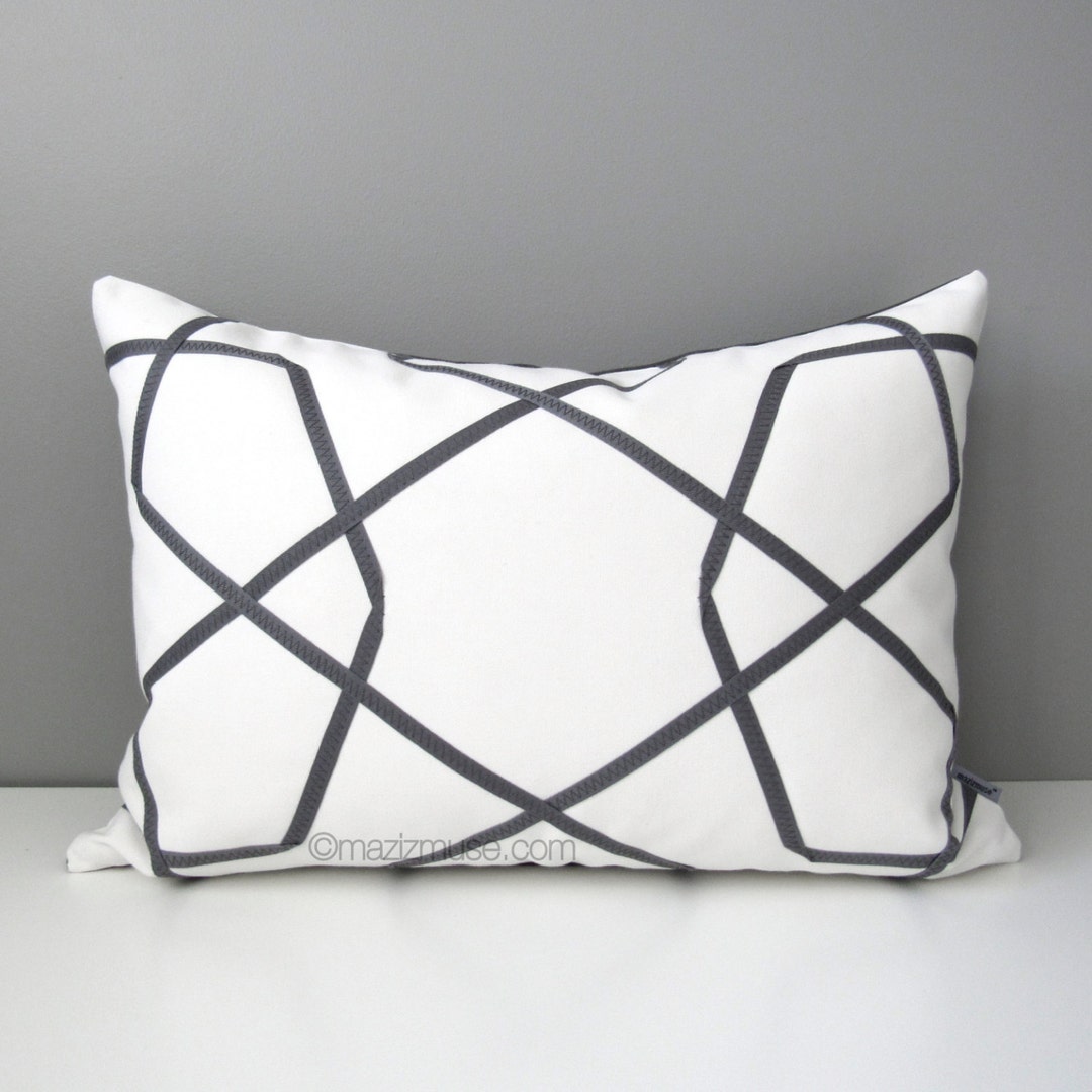 Decorative Grey & White Outdoor Pillow Cover Modern Pillow Etsy