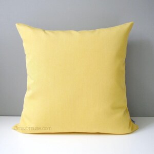 Butter Yellow Sunbrella® Pillow Cover, Decorative Buttercup Yellow Cushions for Outdoor Patio Chairs and Pool Loungers, by Mazizmuse