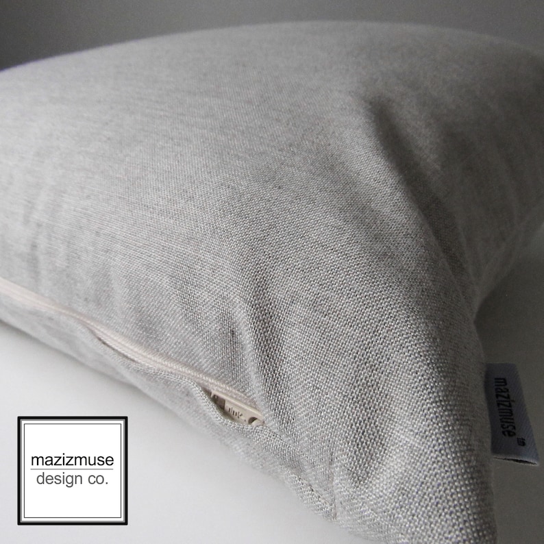 Sunbrella Neutral Outdoor Pillow Cover, Decorative Pillow Cover, Minimal Grey Beige Brown Accent Pillow Cover, Cushion Cover, Mazizmuse Silver