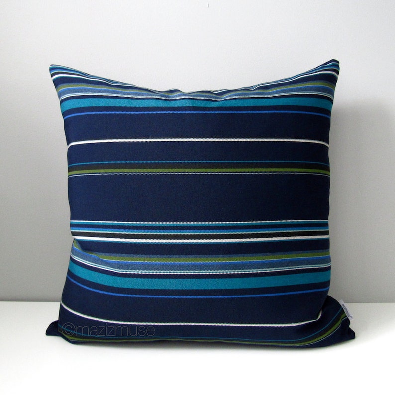 Modern Blue Striped Pillow Cover Decorative Outdoor Pillow Etsy