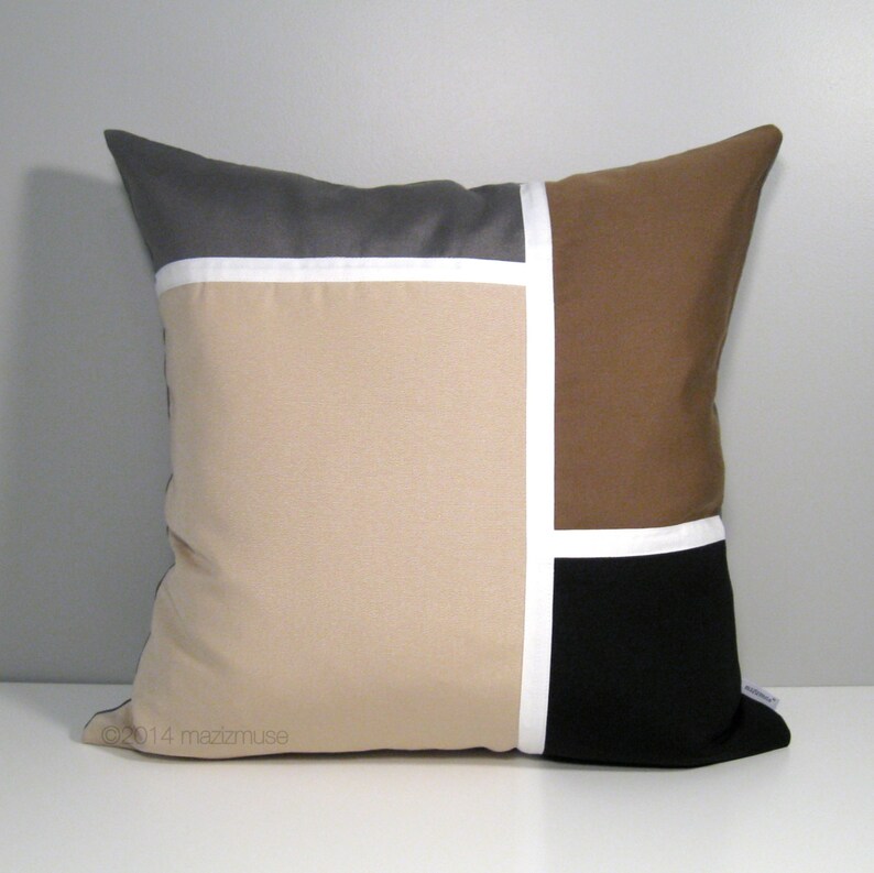 Decorative Black & Beige Outdoor Pillow Cover Modern Etsy