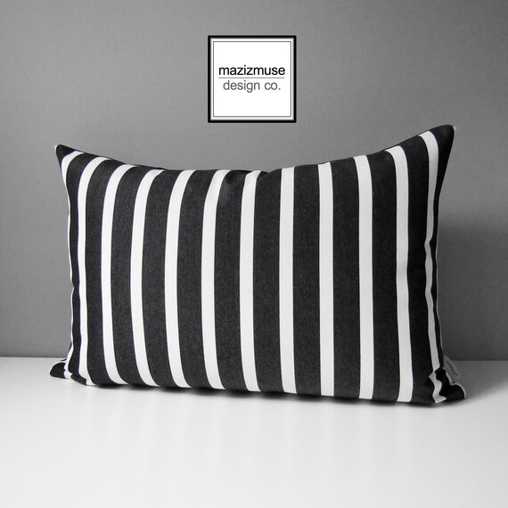 PAIR of Black White Outdoor Pillow Covers Decorative Striped Pillow Covers Modern Cushion Cover Shore Sunbrella Classic Tuxedo Stripe Etsy Canada