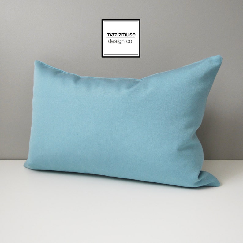 Decorative Mineral Blue Outdoor Pillow Cover, Modern Pillow Cover, Duck Egg Blue Pillow Cover, Light Blue Sunbrella Cushion Cover, image 1