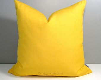 Yellow Outdoor Pillow Cover, Decorative Lemon Yellow Pillow Case, Modern Cushion Cover, Sunflower Sunbrella Pillow Cover, Mazizmuse