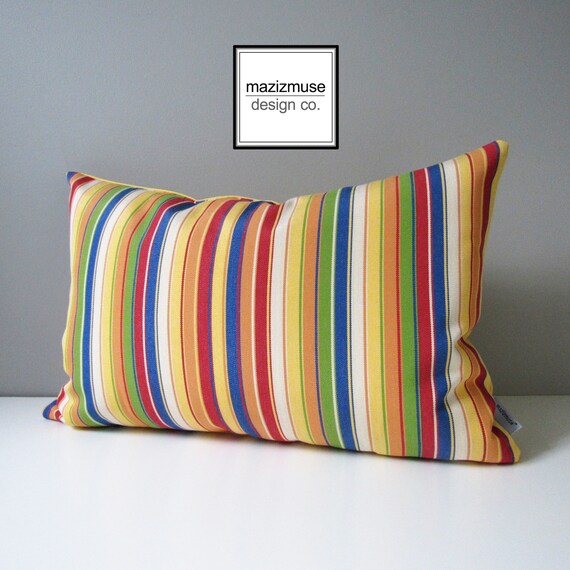 Sale Colorful Striped Outdoor Pillow Cover Decorative Etsy
