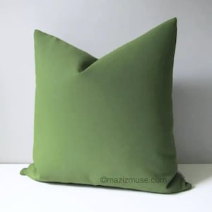 Palm Sunbrella®  Outdoor Pillow Cover in Olive Green for Modern Patio & Garden Seating, Green Throw Pillow Cushions by Mazizmuse