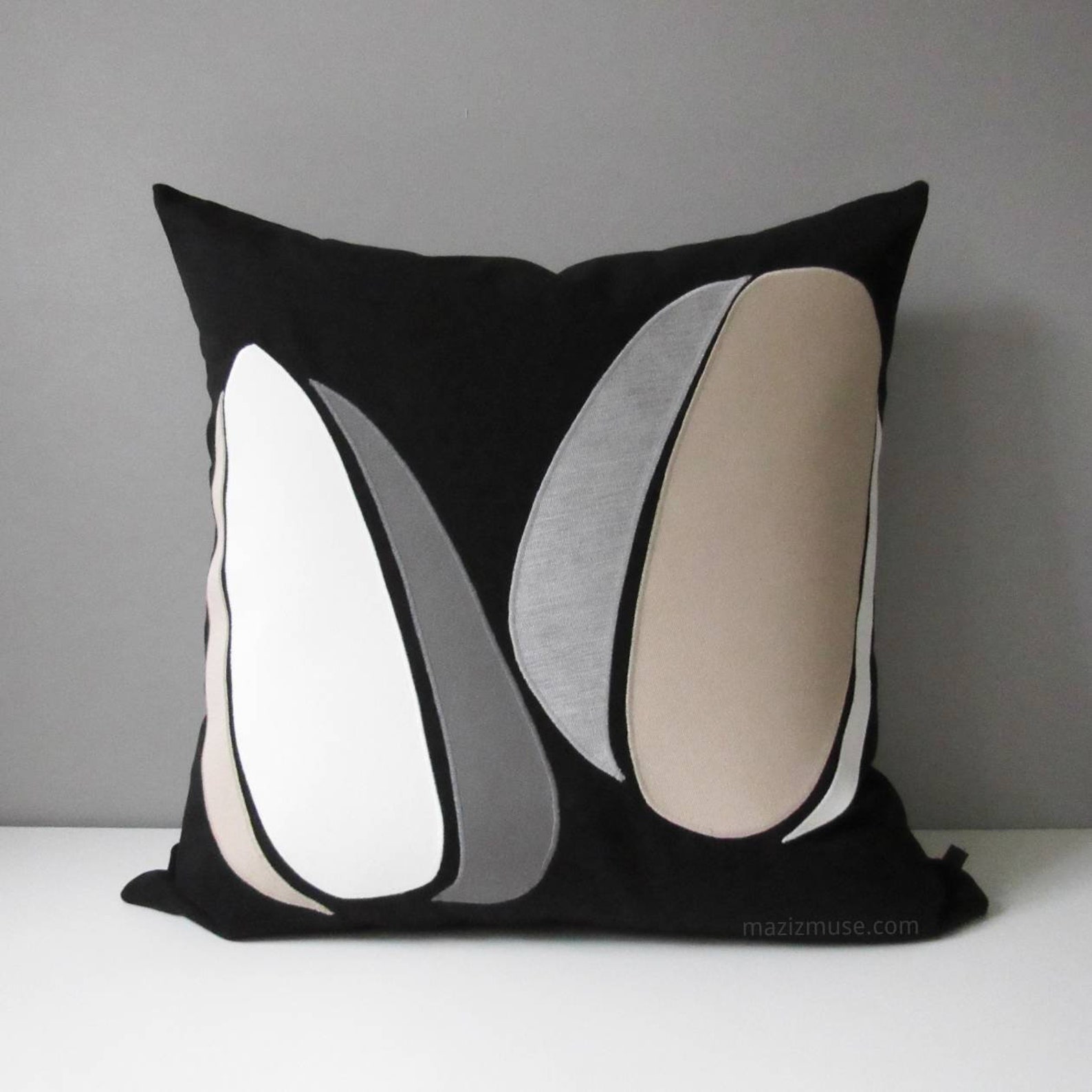 Decorative Abstract Pillow Mid Century Modern Pillow Black & Etsy