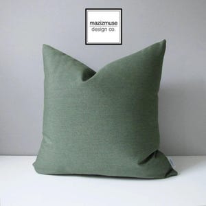 Decorative Sunbrella® Outdoor Pillow Cover in Fern Green, Throw Pillows for Patio & Garden Seating, Modern Cushion Covers by Mazizmuse