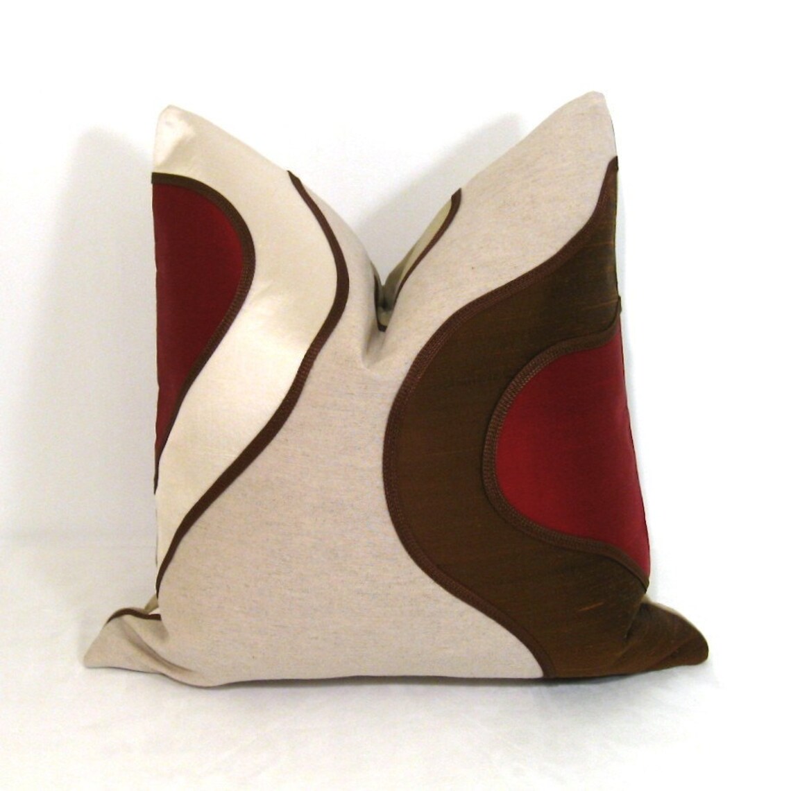 SALE Decorative Pillow Cover Modern Red Cream Brown Etsy