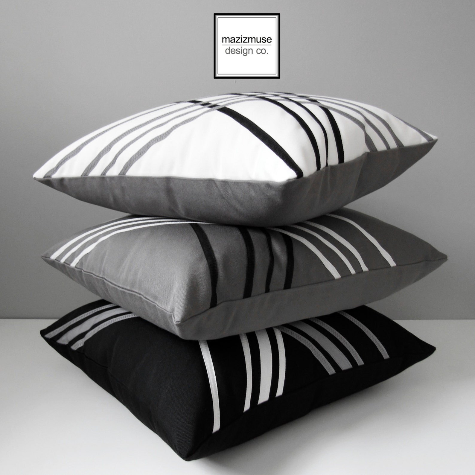 Decorative Black & White Outdoor Pillow Cover Modern Pillow Etsy